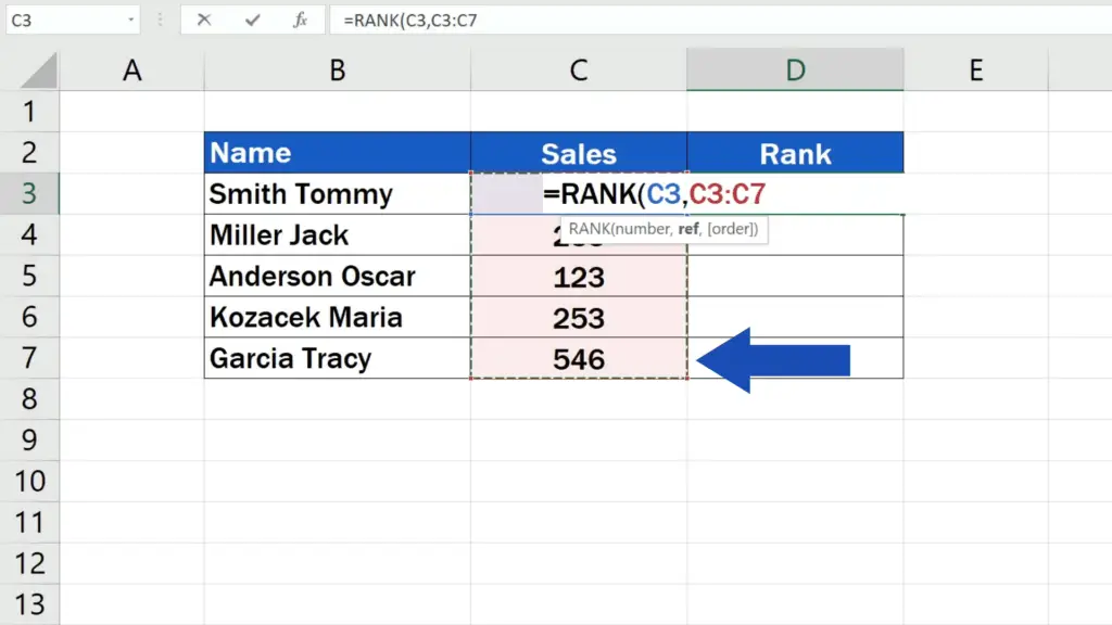 How to Calculate a Rank in Excel - numbers of the data set which we want to compare and evaluate