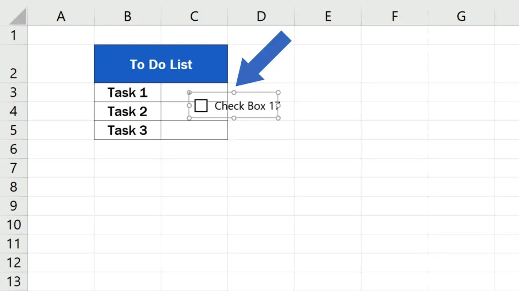 How to Insert a Checkbox in Excel - checkbox inserted