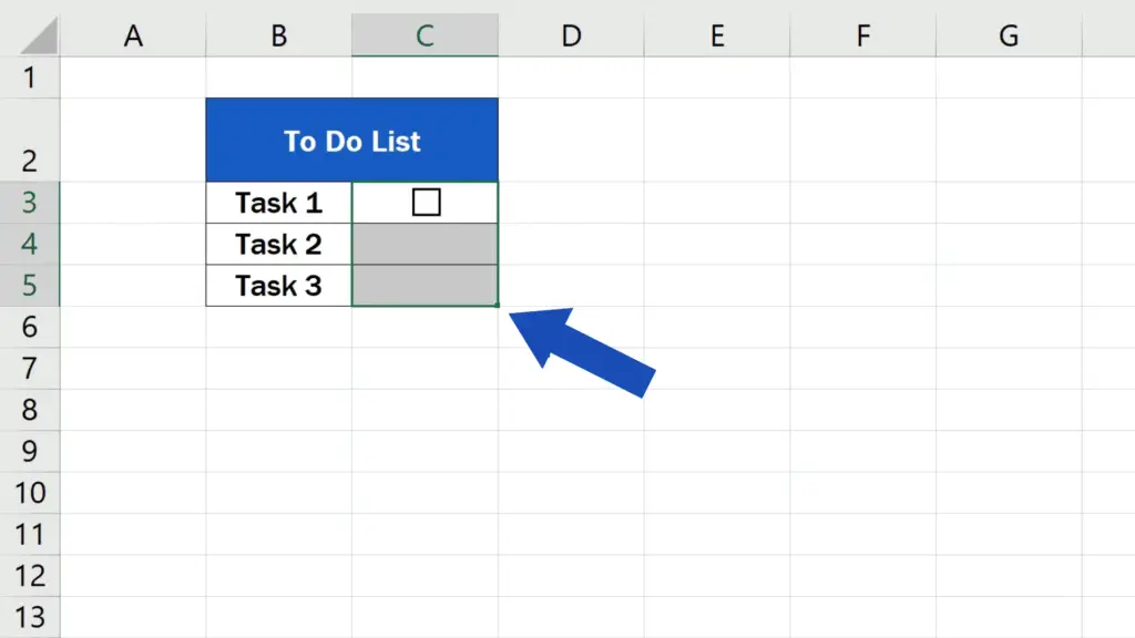 How to Insert a Checkbox in Excel - copy the checkbox