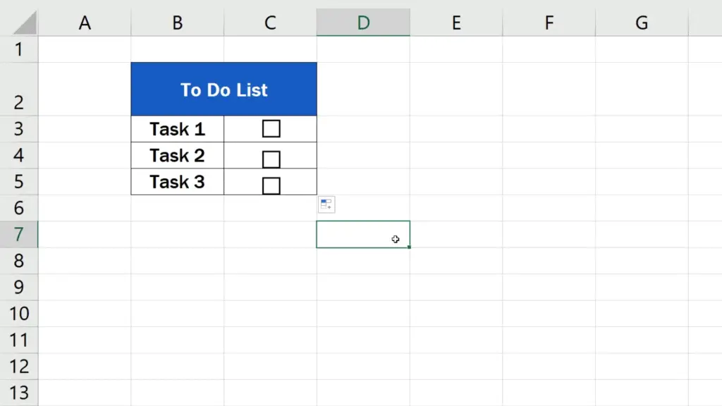 How to Insert a Checkbox in Excel - copy the checkbox to the rest