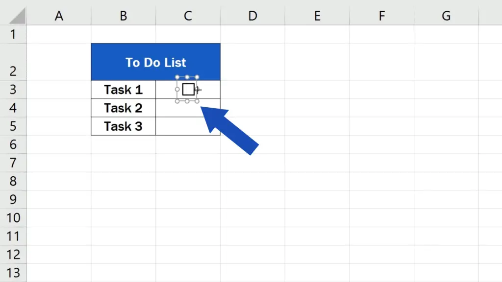 How to Insert a Checkbox in Excel - set the right size of the area