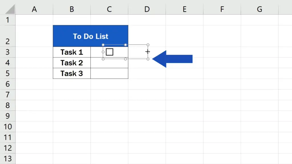 How to Insert a Checkbox in Excel - the area extends beyond the cell border