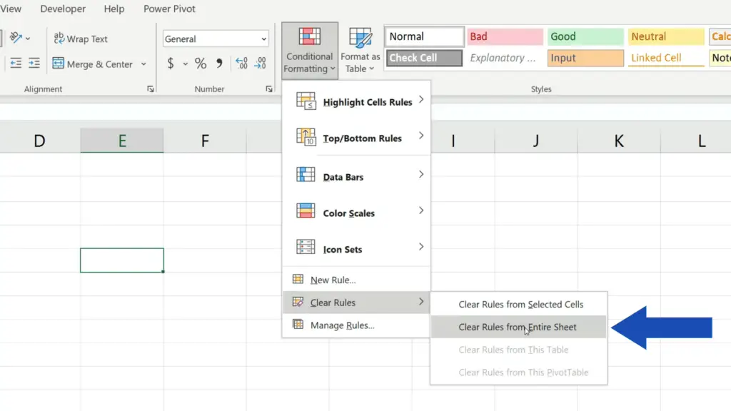 How to Compare Two Columns in Excel to Find Differences - Clear Rules from Entire Sheet