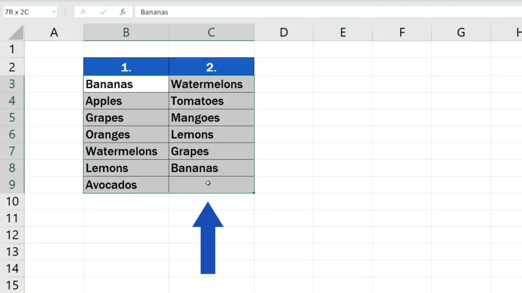 How to Compare Two Columns in Excel to Find Differences - select both columns