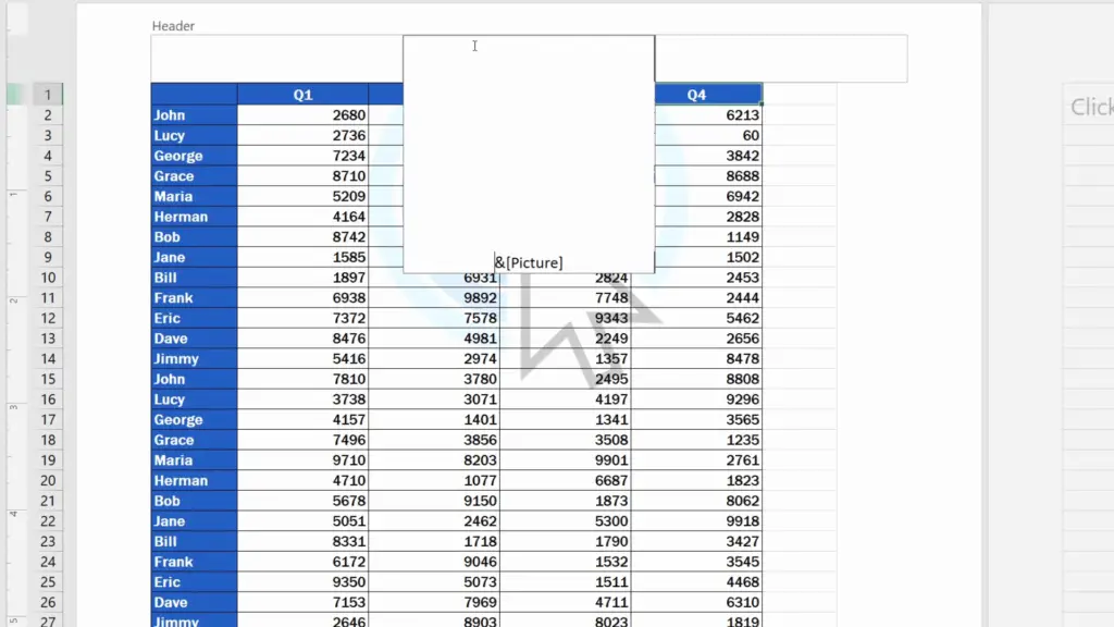 How to Insert a Watermark in Excel -  move the picture down a little bit