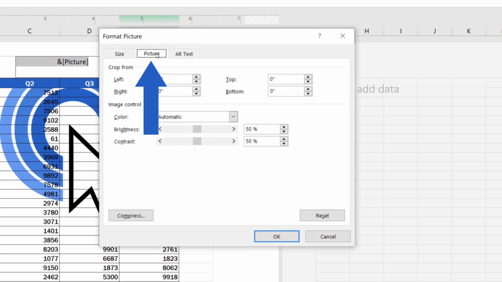 How to Insert a Watermark in Excel -  picture tab