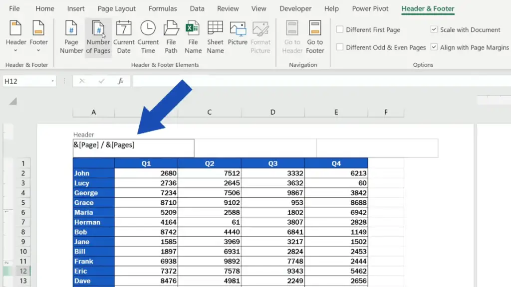 How to Add a Header in Excel -Excel - see a code