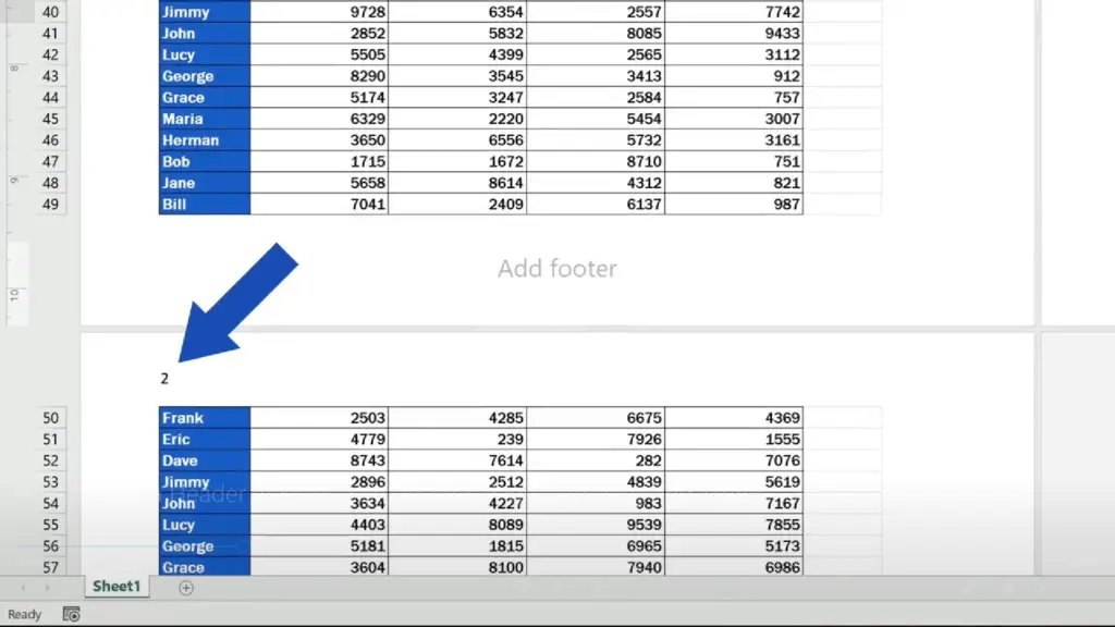 How to Add a Header in Excel -Excel - the header shows the number of the page