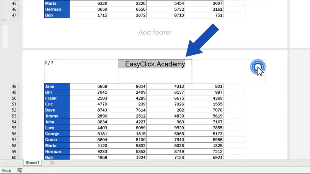 How to Add a Header in Excel - remove the element in the header