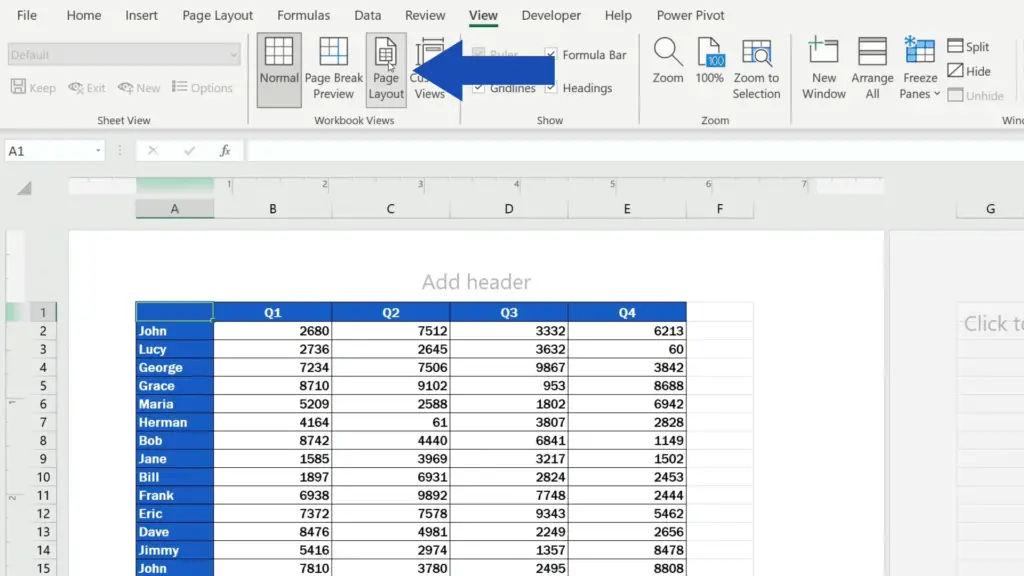 How to Add a Footer in Excel - click on ‘Page Layout’