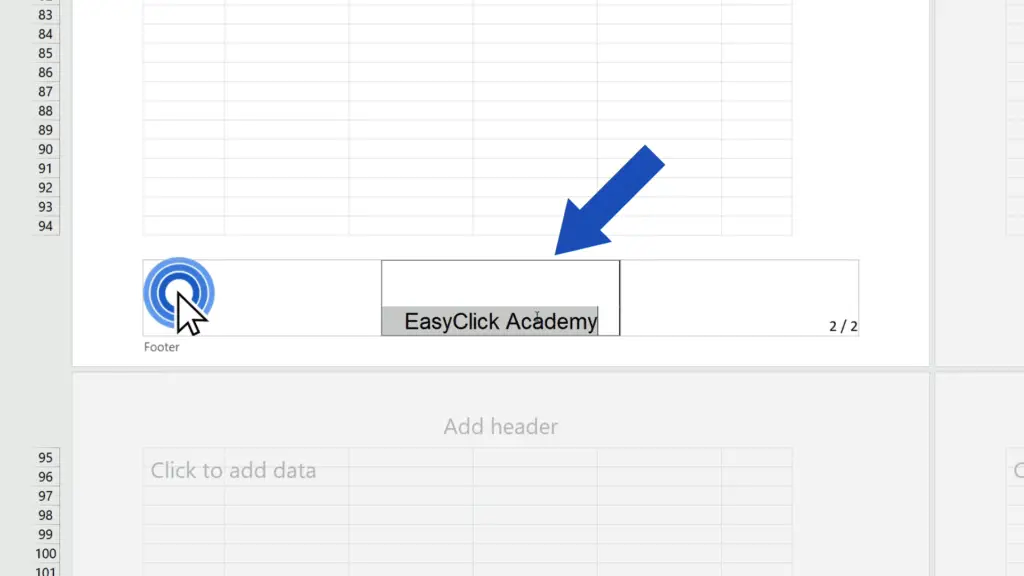 How to Add a Footer in Excel - click on it and delete