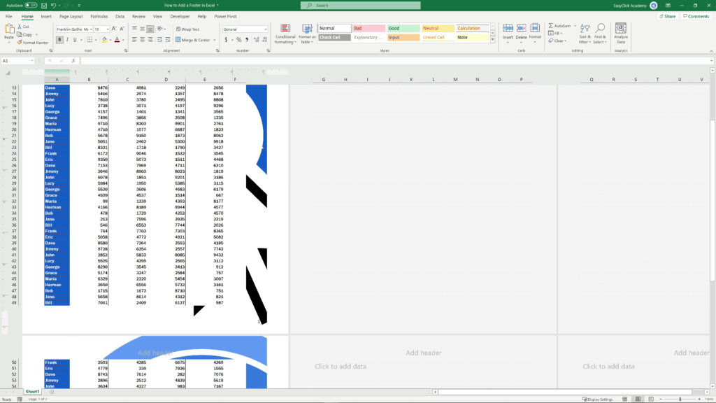 How to Add a Footer in Excel - logo is way too big