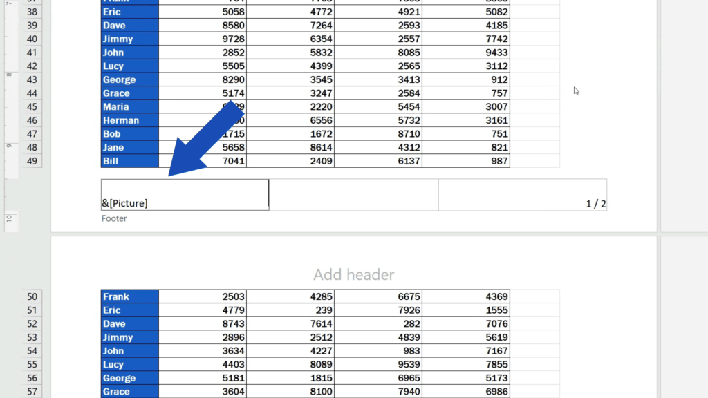 How to Add a Footer in Excel - see a code again