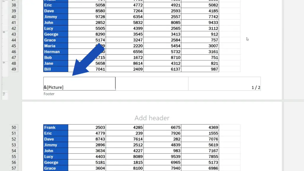 How to Add a Footer in Excel - see a code again