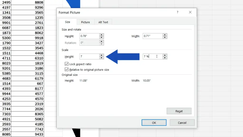 How to Add a Footer in Excel - set the heigt to 7%