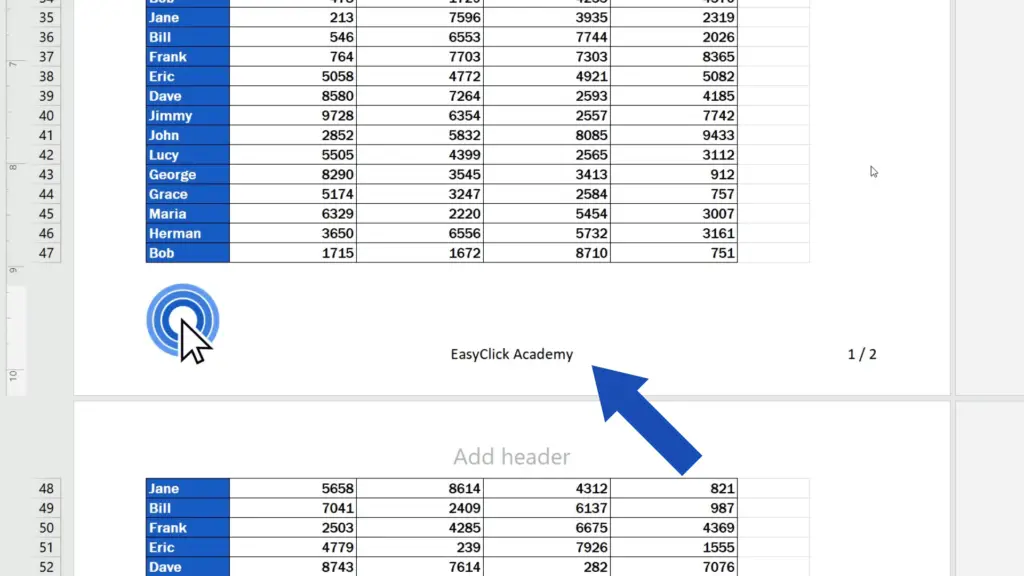 How to Add a Footer in Excel - text will show in the footer of the document