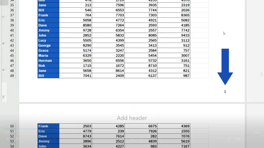 How to Add a Footer in Excel - the footer shows the number of the page there