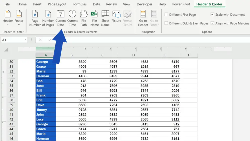 How to Add a Footer in Excel - wecan use insertnCurrent Date’, ‘File Path’, ‘File Name’ or the ‘Sheet Name’.