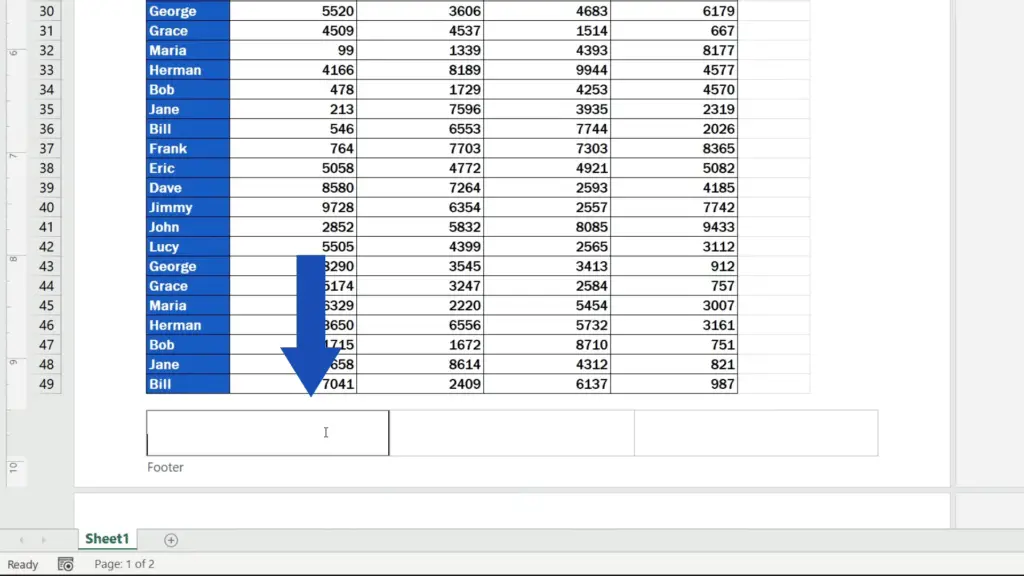 How to Insert Page Numbers in Excel - Footer