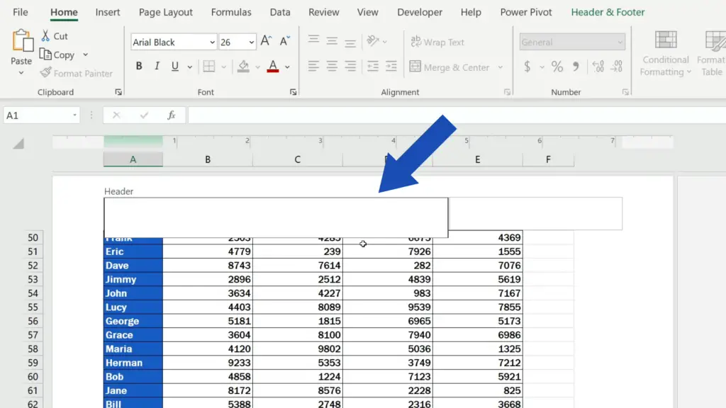 How to Insert Page Numbers in Excel - delete