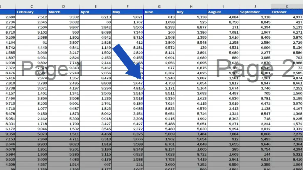 How to Set the Print Area in Excel - Drag and drop the blue line