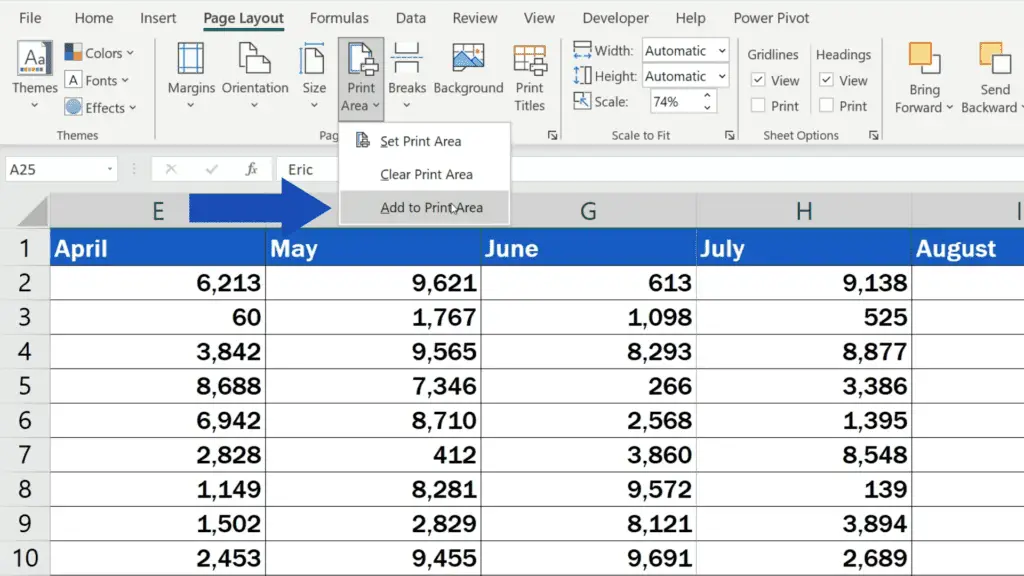 How to Set the Print Area in Excel -  add to print area