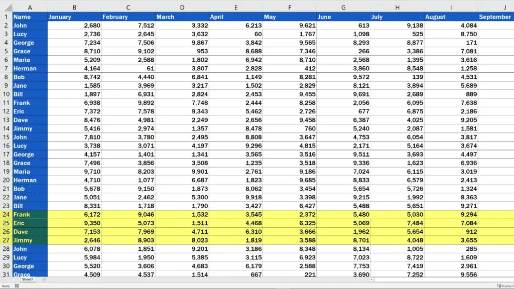 How to Set the Print Area in Excel - adding the rows 25, 26, and so on