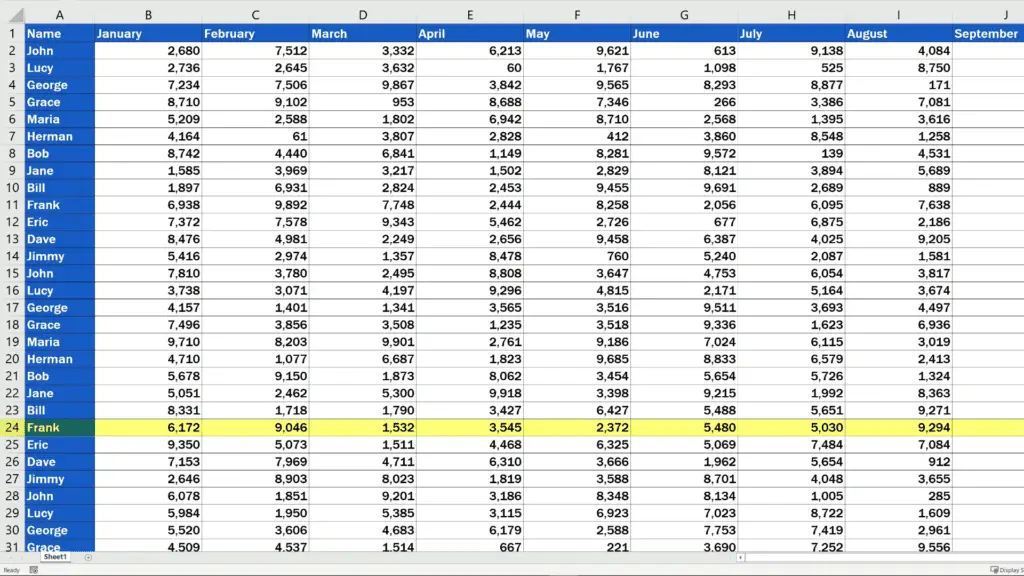 How to Set the Print Area in Excel - current print area is 24