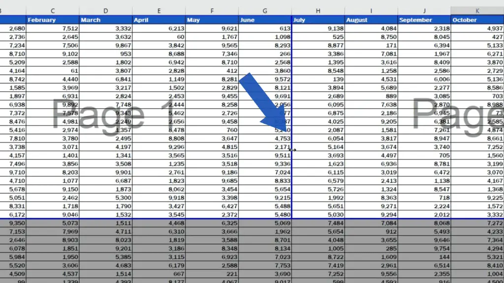 How to Set the Print Area in Excel -move the data for June to the first page
