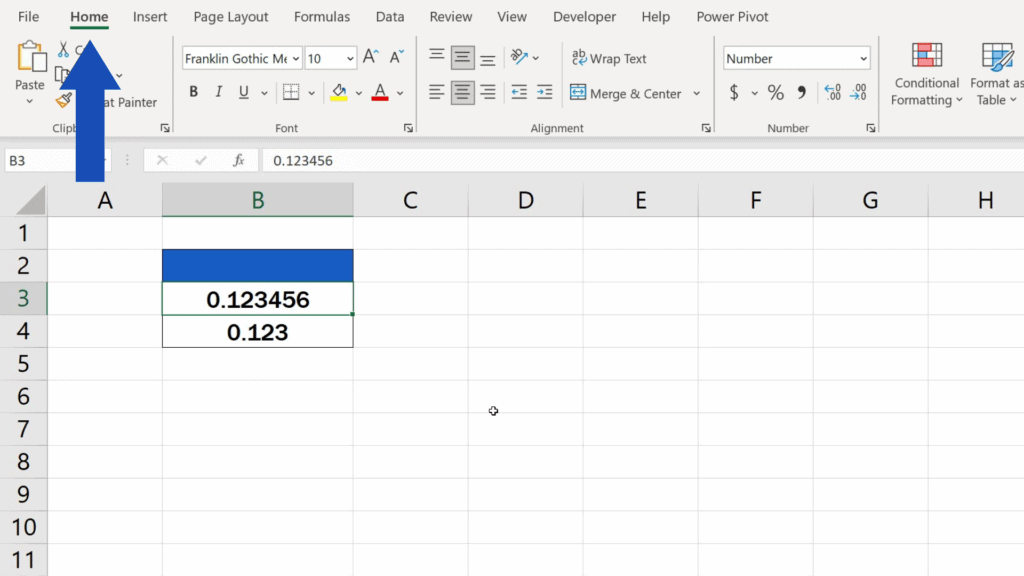 How to Change the Number of Decimal Places in Excel - Home Tab
