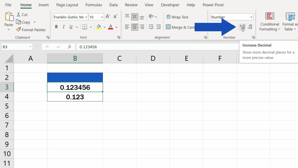 How to Change the Number of Decimal Places in Excel - Increase Decimal