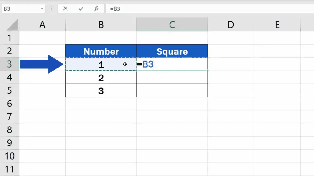 How to Square a Number in Excel - click on the cell containing the number you want to multiply