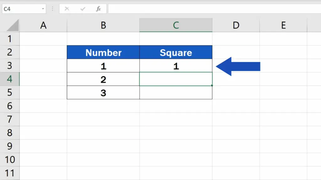 How to Square a Number in Excel - result