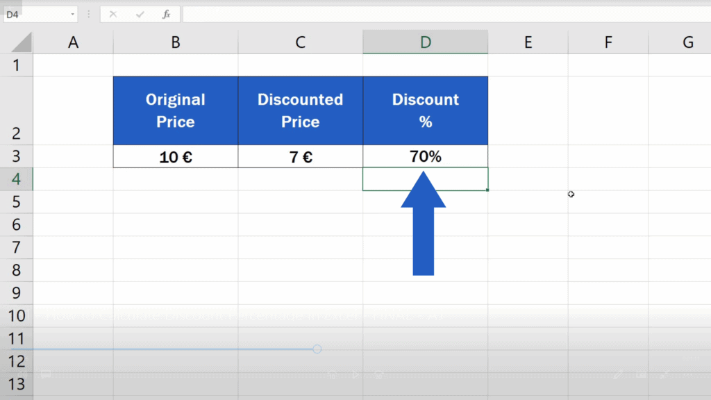 How to Calculate Discount Percentages in Excel - we get the first important result