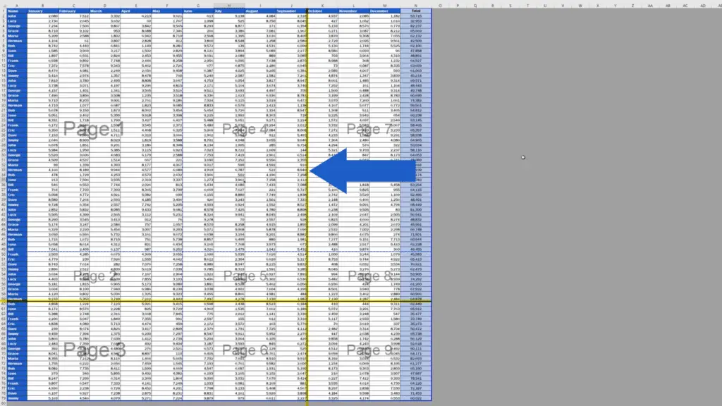 How to Remove a Page Break in Excel - blue solid lines