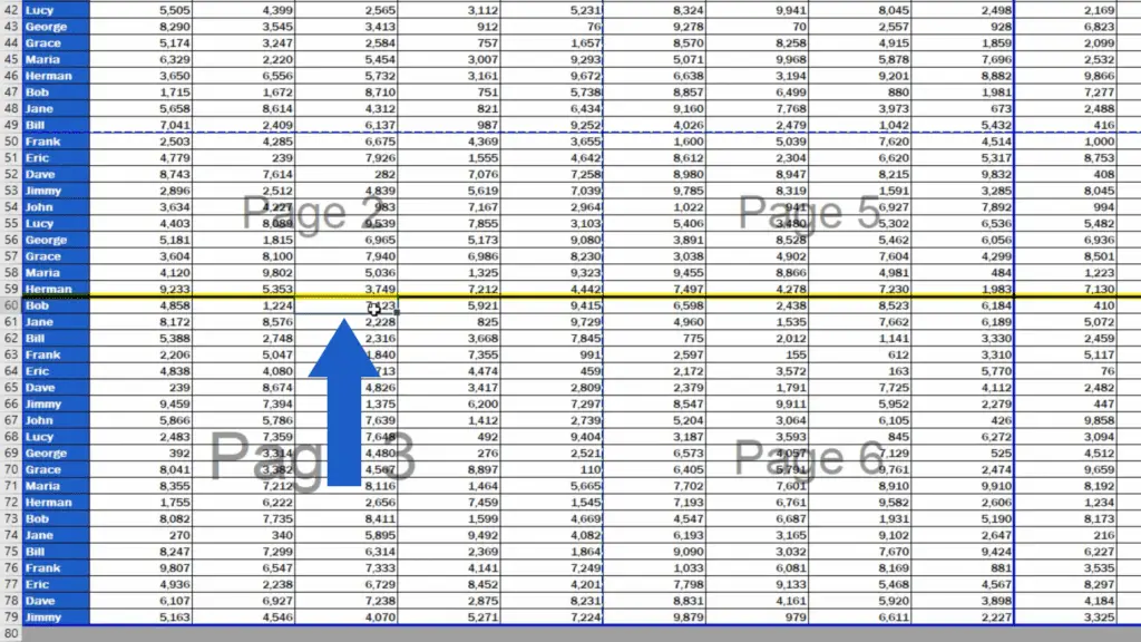 How to Remove a Page Break in Excel - click on the cell below it