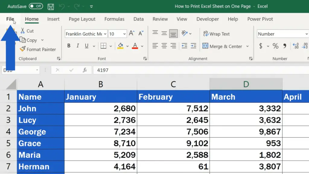 How to Print an Excel Sheet on One Page - Go to File