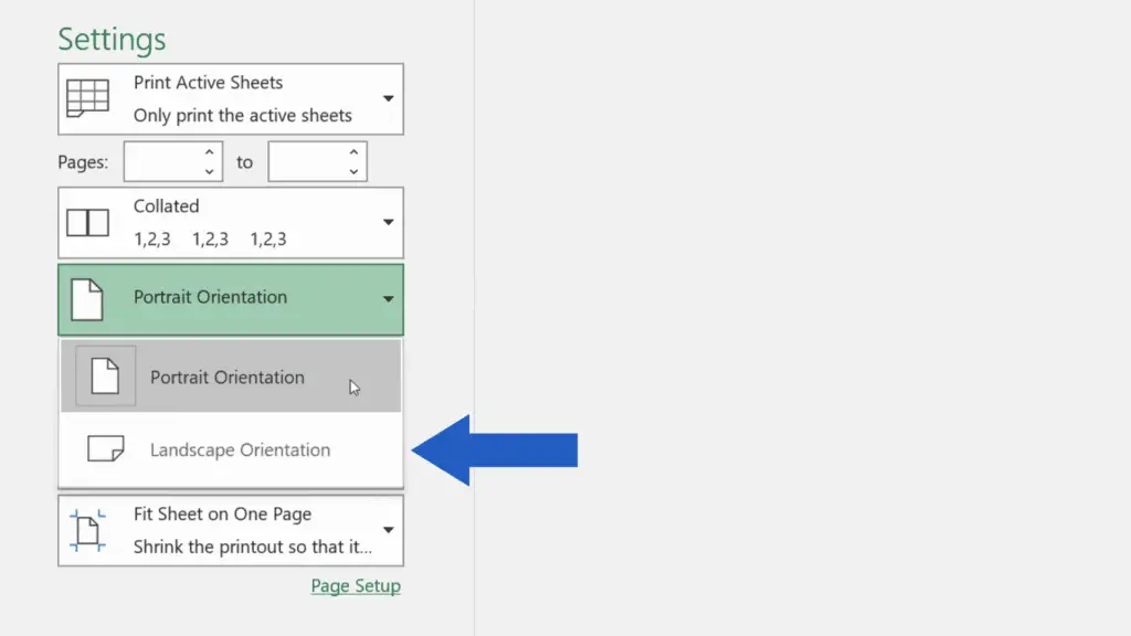 How to Print an Excel Sheet on One Page - the page orientation options