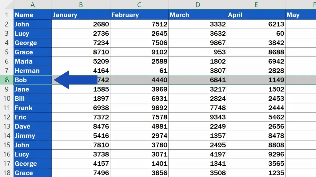 How to Insert Multiple Rows in Excel - insert three empty rows just below row 8