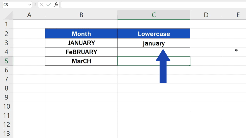 How to Change Capital Letters to Lowercase in Excel - all lower case text