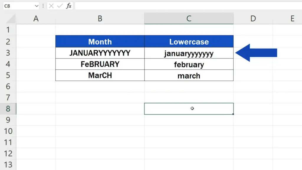 How to Change Capital Letters to Lowercase in Excel - if you change anything in the source cell, the change will be reflected in the converted text