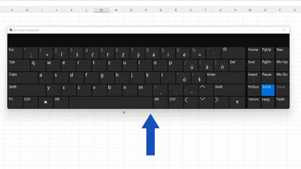 How to Fix Arrow Keys Not Working in Excel - virtual keyboard appears on the screen