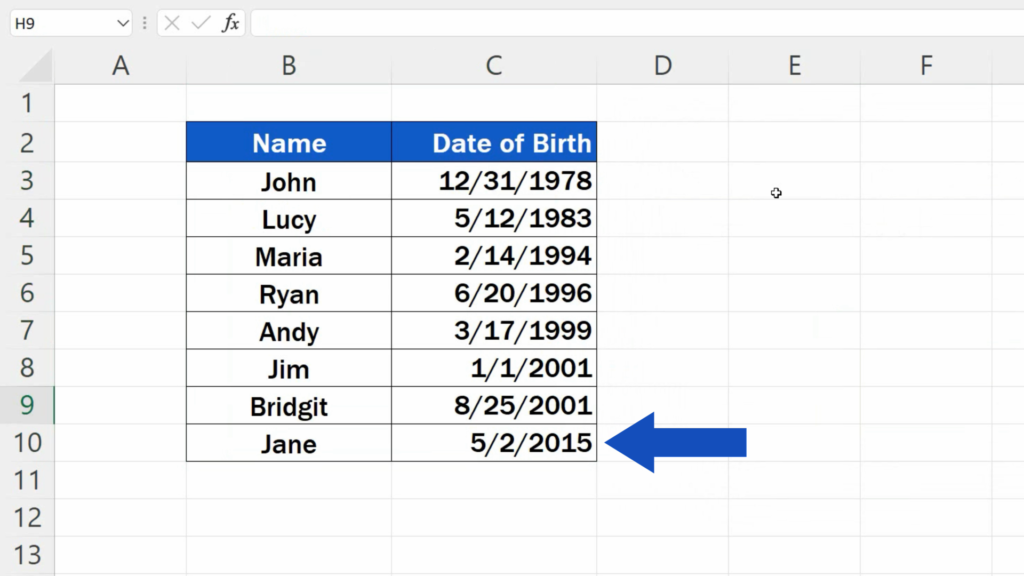 How to Sort by Date in Excel - all the dates have now been sorted, starting with the oldest one
