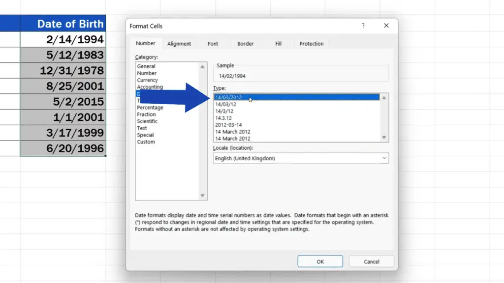 How to Change Date Format in Excel - choose the most suitable date format