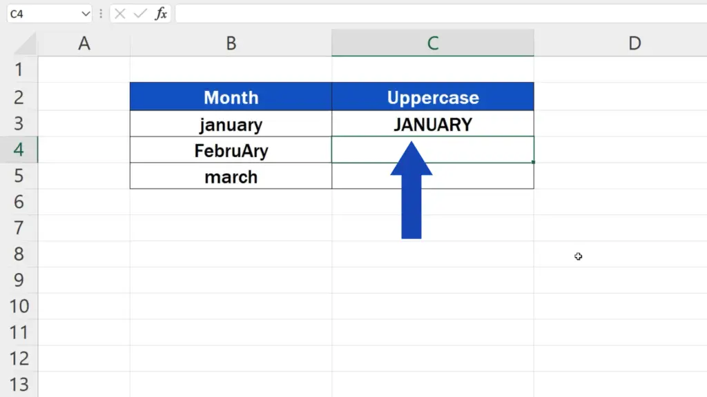 How to Change Lowercase to Uppercase in Excel - all uppercase