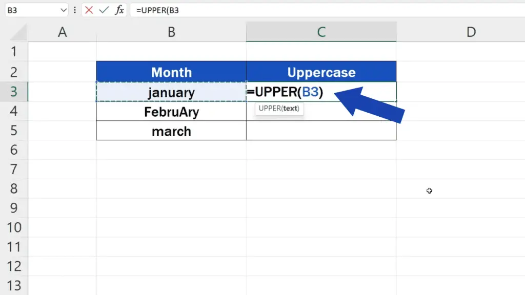 How to Change Lowercase to Uppercase in Excel - close the brackets