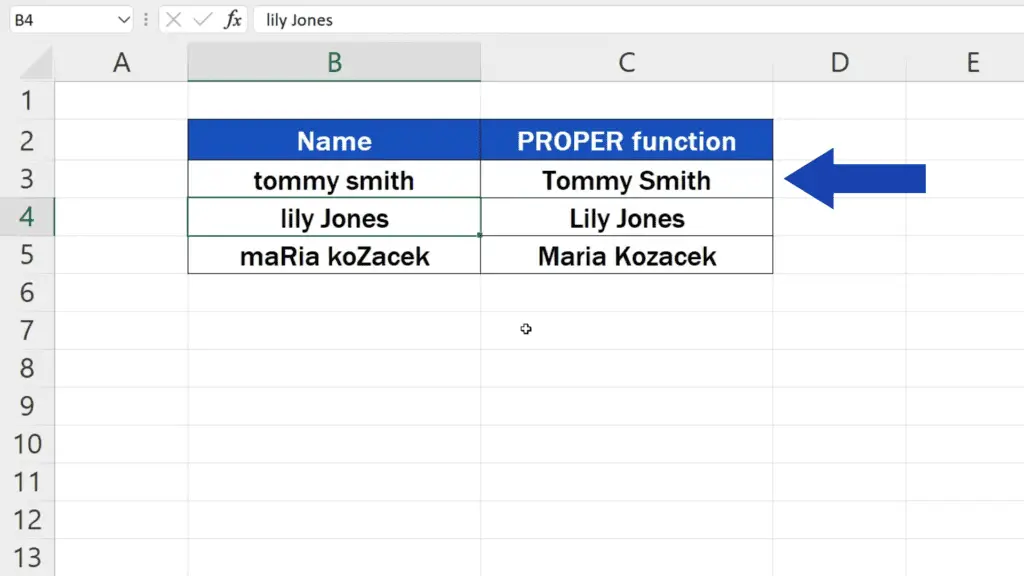 How to Capitalize First Letters in Excel - If we change anything in a source cell, the change will be reflected in the result