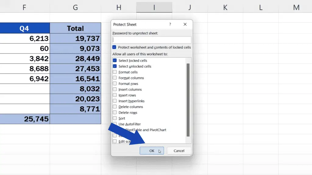 How to Hide Formulas in Excel - Confirm by clicking on OK