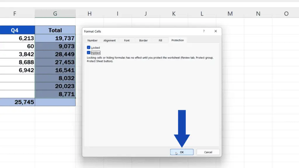 How to Hide Formulas in Excel - Confirm with OK