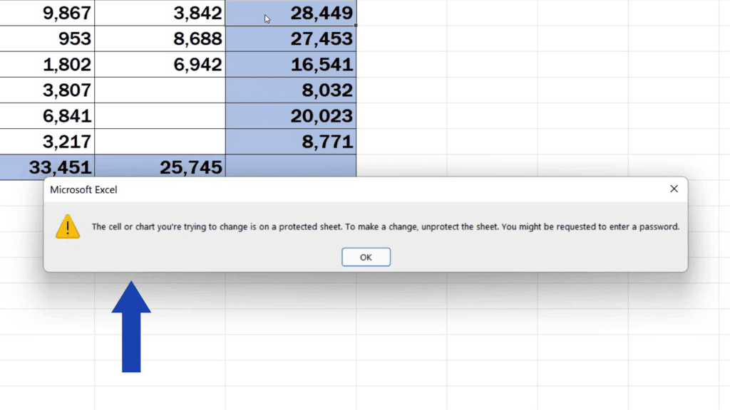 How to Hide Formulas in Excel - Message pops up